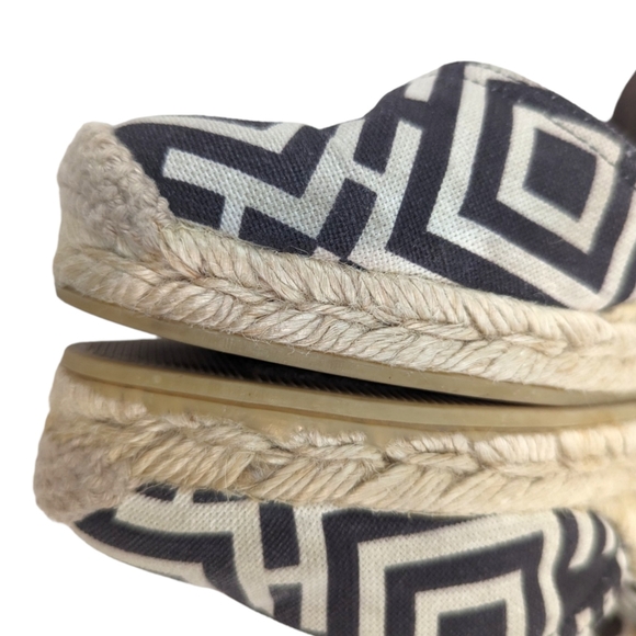 Tory Burch Wedge Espadrilles Womens 37 6.5 Black Natural Tie Ankle Heels - Picture 6 of 13